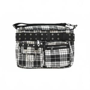 NEW ORCHID BLOOM women's plaid gothic bag in black white